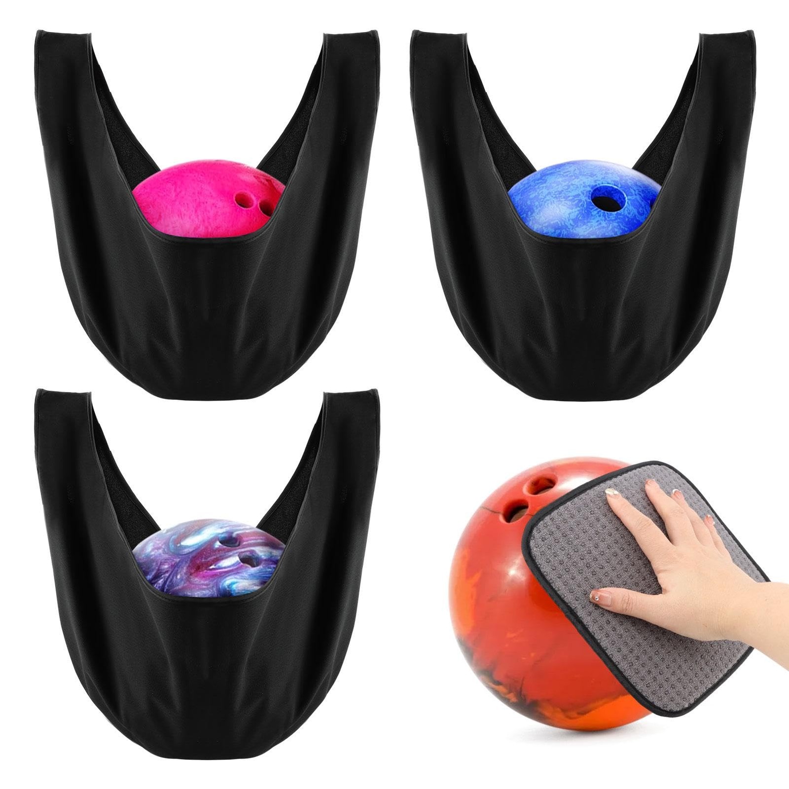 QWLWBU 3Pcs Washable Bowling Ball Polisher Bags,Microfiber B