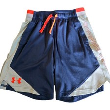 Under Armour Youth Small Boys Shorts Blue White Loose Fit Heatgear Athletic