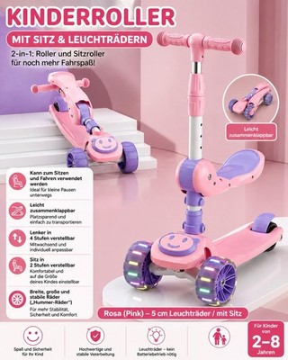 Kinder Roller faltbares Kinder-Tretspielzeug-Laufrad mit 3 Rädern und Sitz