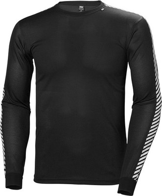 Helly Hansen Men's HH LIFA  Stripe Long-Sleeve Crew Base Layer, Black - Large