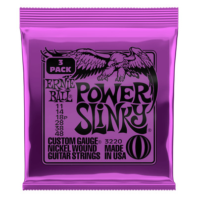 Ernie Ball 3220 Power Slinky Electric Guitar Strings 11-48; 3-Pack