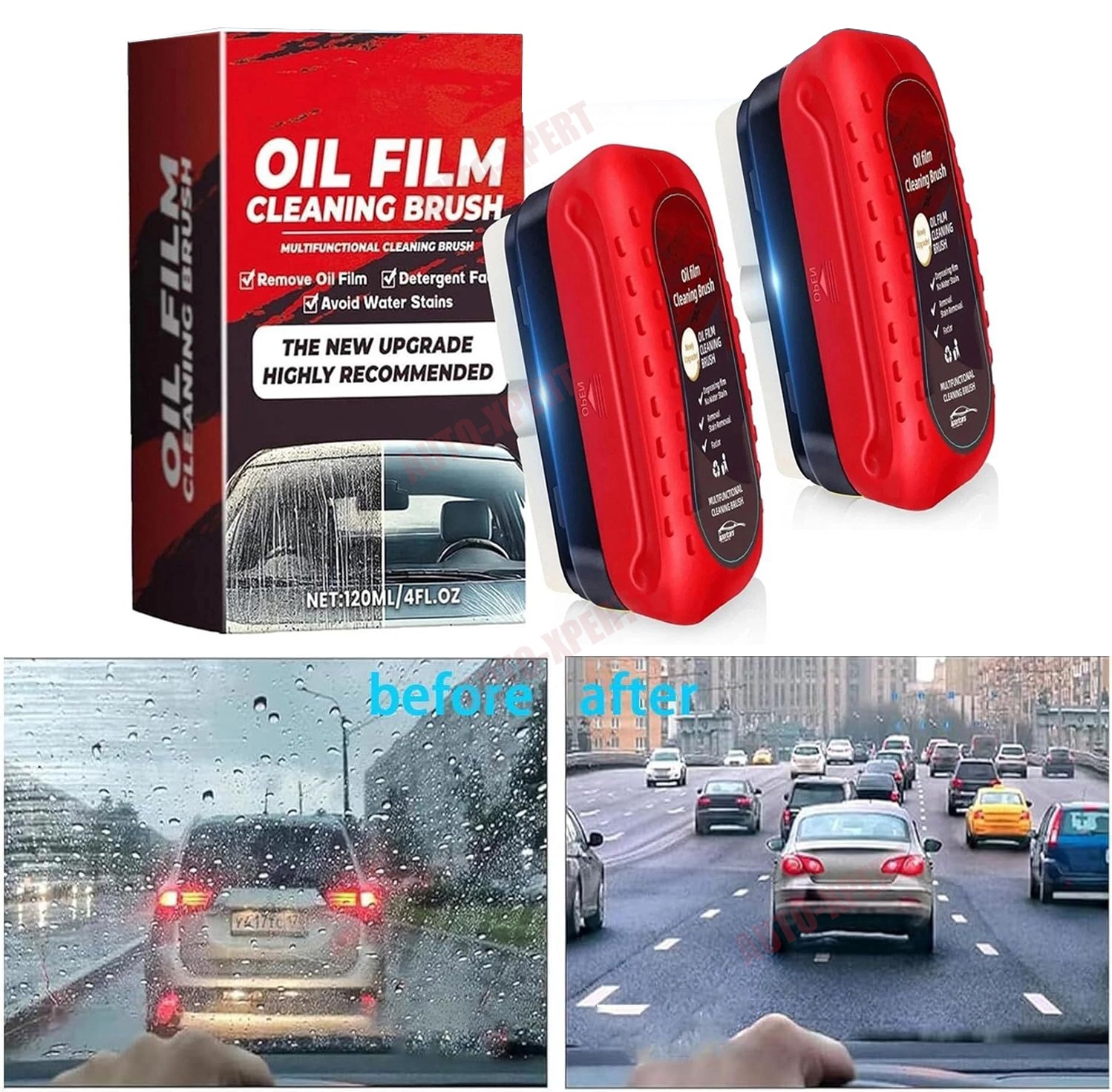 NEW 2PCS 120ML Automotive Oil Film Cleaning Brush Car Windows Glass Cleaning US
