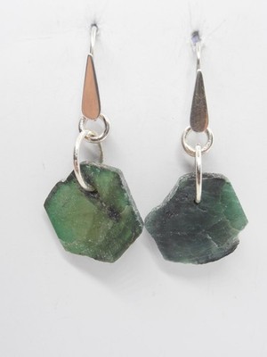Cozzi Gioielli Sterling Silver 925 Emerald Drop Earrings Natural Gemstone