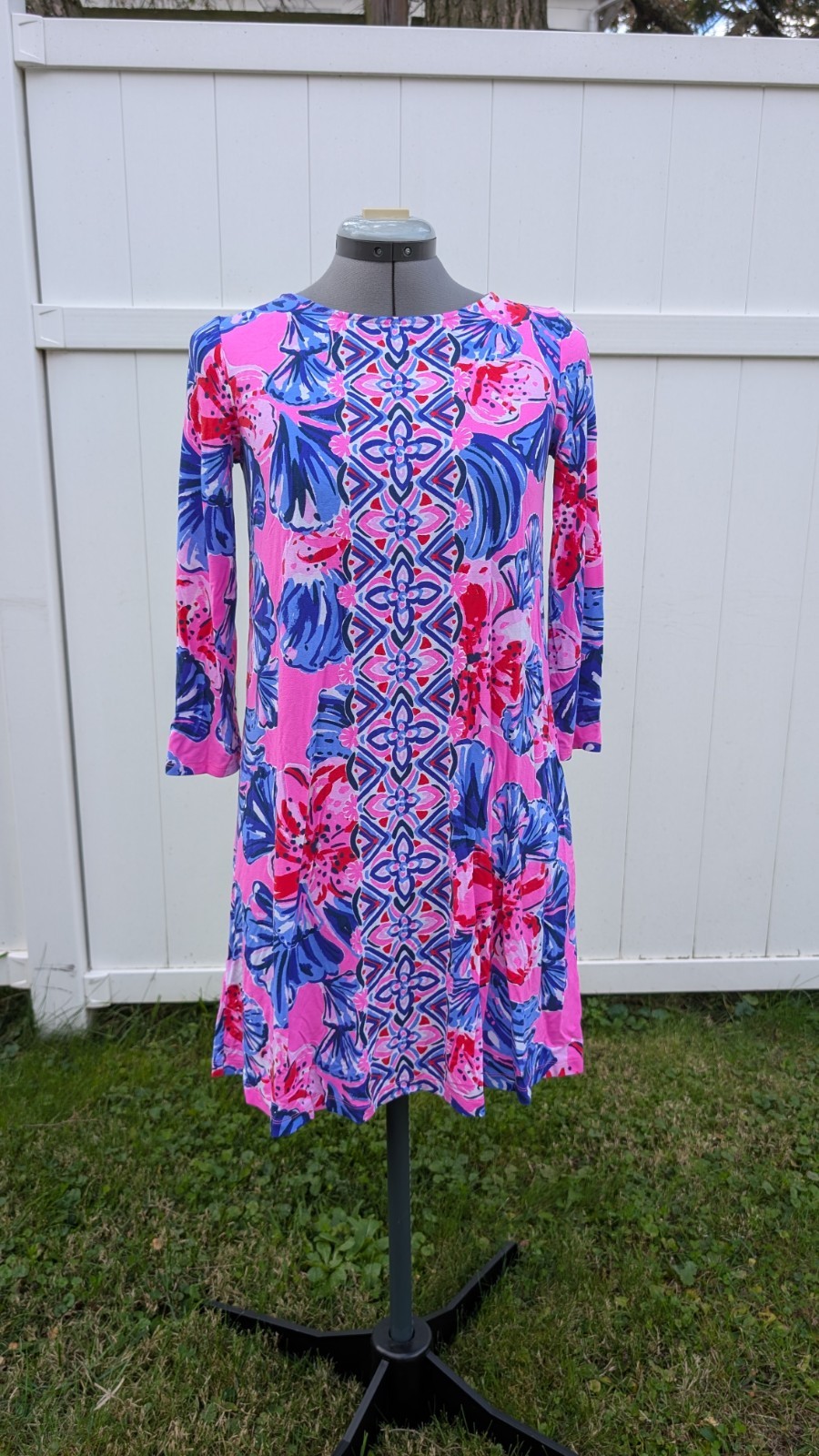 Lilly Pulitzer Women's Ophelia Swing Dress XS Plumeria PInk Floral Colorful