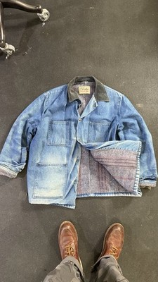 VTG Walls Blizzard Pruf Jacket Mens XL Blue Denim Chore Barn Blanket Lined Coat