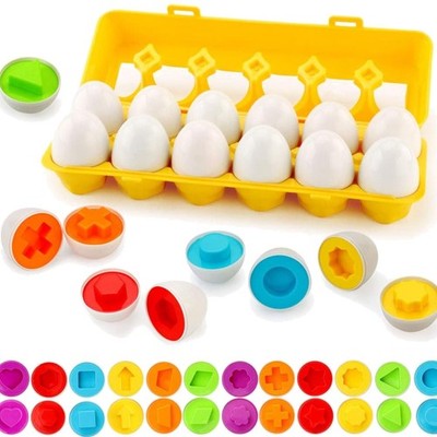 Passende Eier 12PCS Montessori Eier Spielzeug Farb und Formerkennung Sortiere...