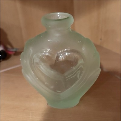 Jai Frosted Green Glass Heart Decorative Perfume Bottle Bottle