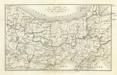 Mittelitalien  Party du Royaume de Naples Königreich Neapel 1818 alte Karte
