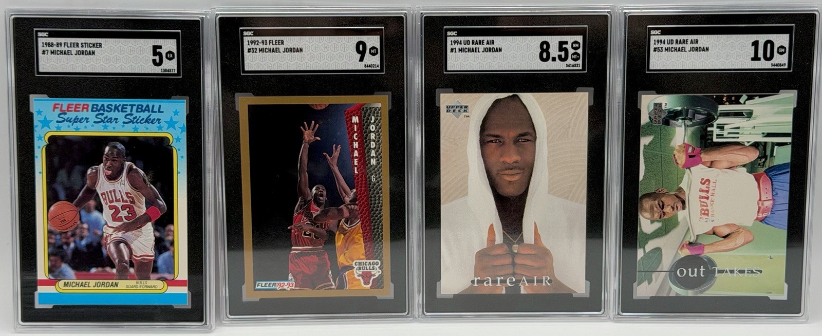 Lot Of (4)High Grade Michael Jordan Cards All SGC Graded 1988 Sticker ,UD Etc..