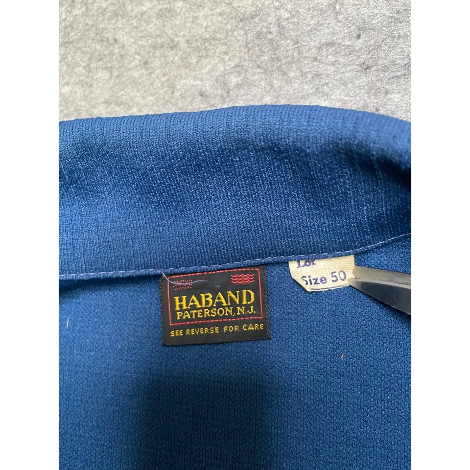 VTG 7os  Haband Paterson NJ Mens Blue Button Up Leisure Shirt Long Sleeve SZ 50 - Image 3 of 4