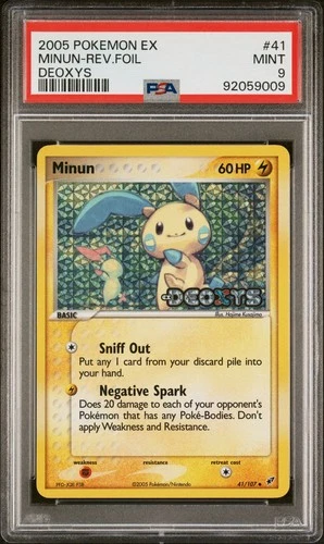 EX Deoxys Minun Reverse Holo Stamped 41/107 PSA 9