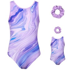 JOYSTREAM Gymnastics Leotards for Girls Matching 18 8-9 Years, Purple Stripes