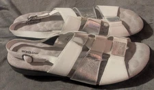 Walking Cradles Sandal Women's Sz 13B White Silver Slingback Hook & Loop
