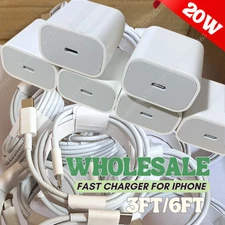 20W Fast Charger For iPhone 17 16 15 14 13 12 11 Type USB-C Adapter PD Cable Lot