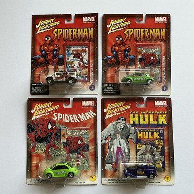 Johnny Lightning Diecast Cars   MARVEL 2002/2004 Lot Of 4 Spiderman and Hulk