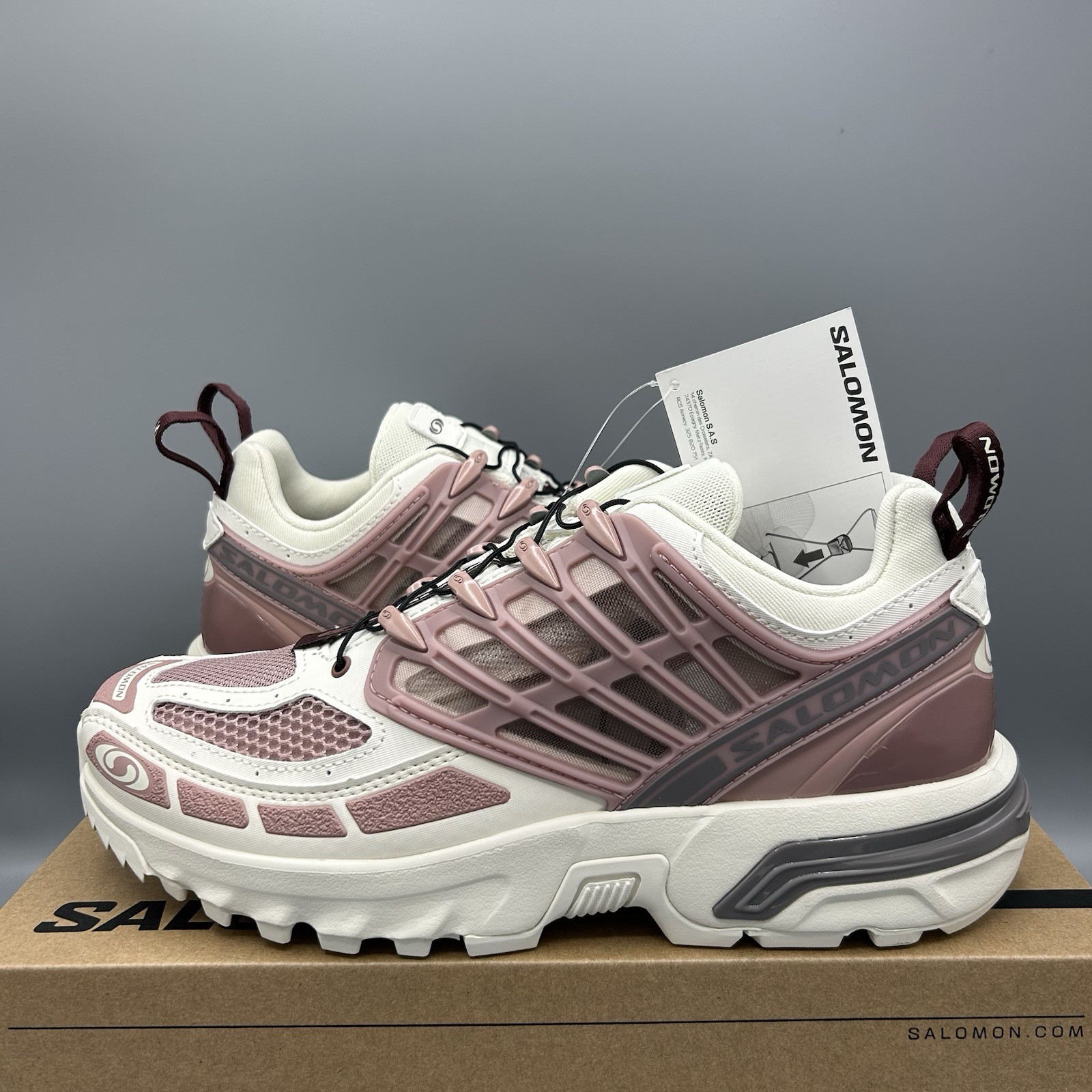 Scarpe da ginnastica Salomon ACS Pro Plum bianche da passeggio trail running UK 7 EU 40 5 nuove