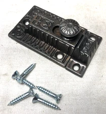 Cabinet Latch Cast Iron Antique Eastlake Hardware Vtg Cupboard Lock #J28