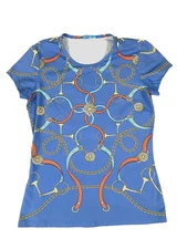 J McLaughlin XS Top Catalina Cloth Chain Snaffle Equestrian Signature Cap Sleeve