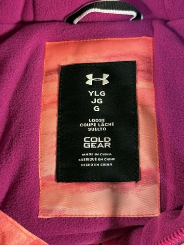 New Under Armour Kids Girls UA Laila Faux Fur Hooded Puffer Jacket Sz L Youth - Picture 4 of 13
