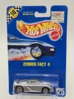 Vintage 1991 Hot Wheels Zender Fact 4 Silver Die-Cast Car Sealed Blue Card...