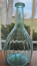 Ohio Ribbed Globular Flask, Open Pontilled, 8 1/2