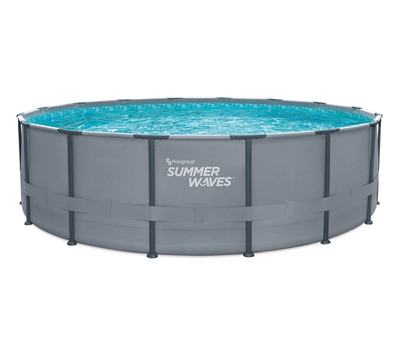 Aufstellpool Pool Schwimmbad Framepool Set grau rund Summer Waves 488x122cm