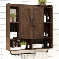 Rustic Wood Wall Bathroom Cabinet, Farmhouse Medicine Cabinet Wall Mounted, S...