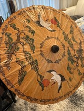 Wooden Umbrella From Tyland 1940s Hand Painted Beautiful