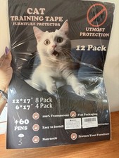 Cat Training Tape Furniture Protector 12 Pack Clear Sofa Guard w/ 60 Pins