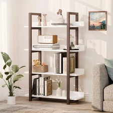 4 Tier Bookshelf, Solid Wood Free Standing Shelves for Book, Open Bookcase