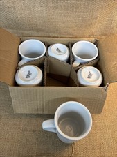 Set of 6 C-Handle Buffalo BRIGHT WHITE F800 Restaurant Diner Coffee Mugs NEW