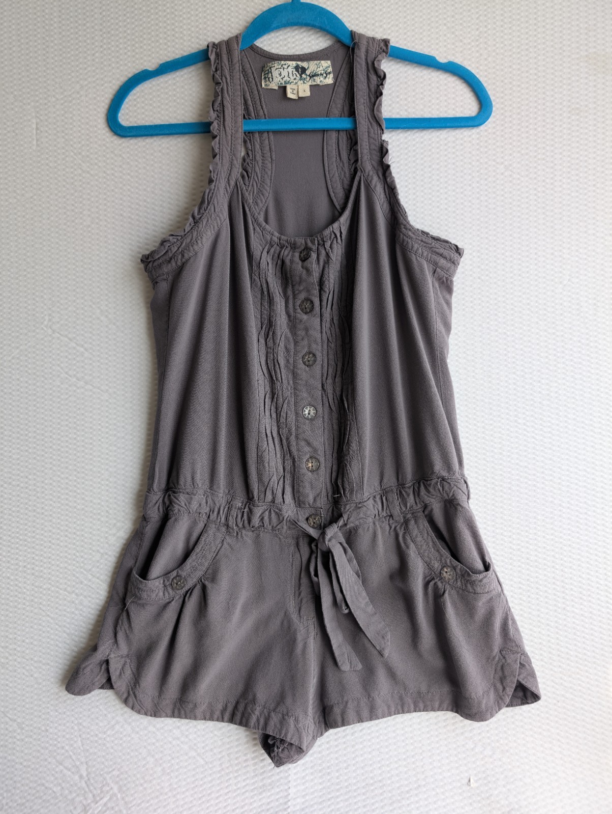JOLT  Gray Button Down Romper W/ Drawstring  SZ L… - image 1