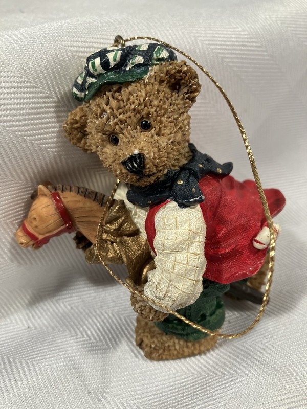 Poly Resin Teddy Bear In Hobby Horse Christmas Ornament 
