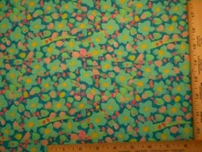 Floral Fabric By Yard Turquoise Yellow Pink on Dk Turquoise Blue Premium Cotton
