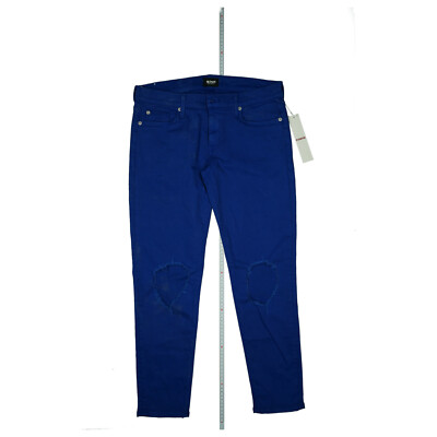 HUDSON Finn Boy Skinny super stretch 7/8 Jeans Hose destroyed m. Löcher W30 blau