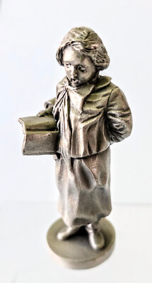 Vintage Fine Pewter Christmas Caroller Franklin Mint 1980