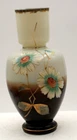 ANTIQUE Hand Painted Victorian Thin Milk Glass Vase FLORAL GOLD GILT 10" tall