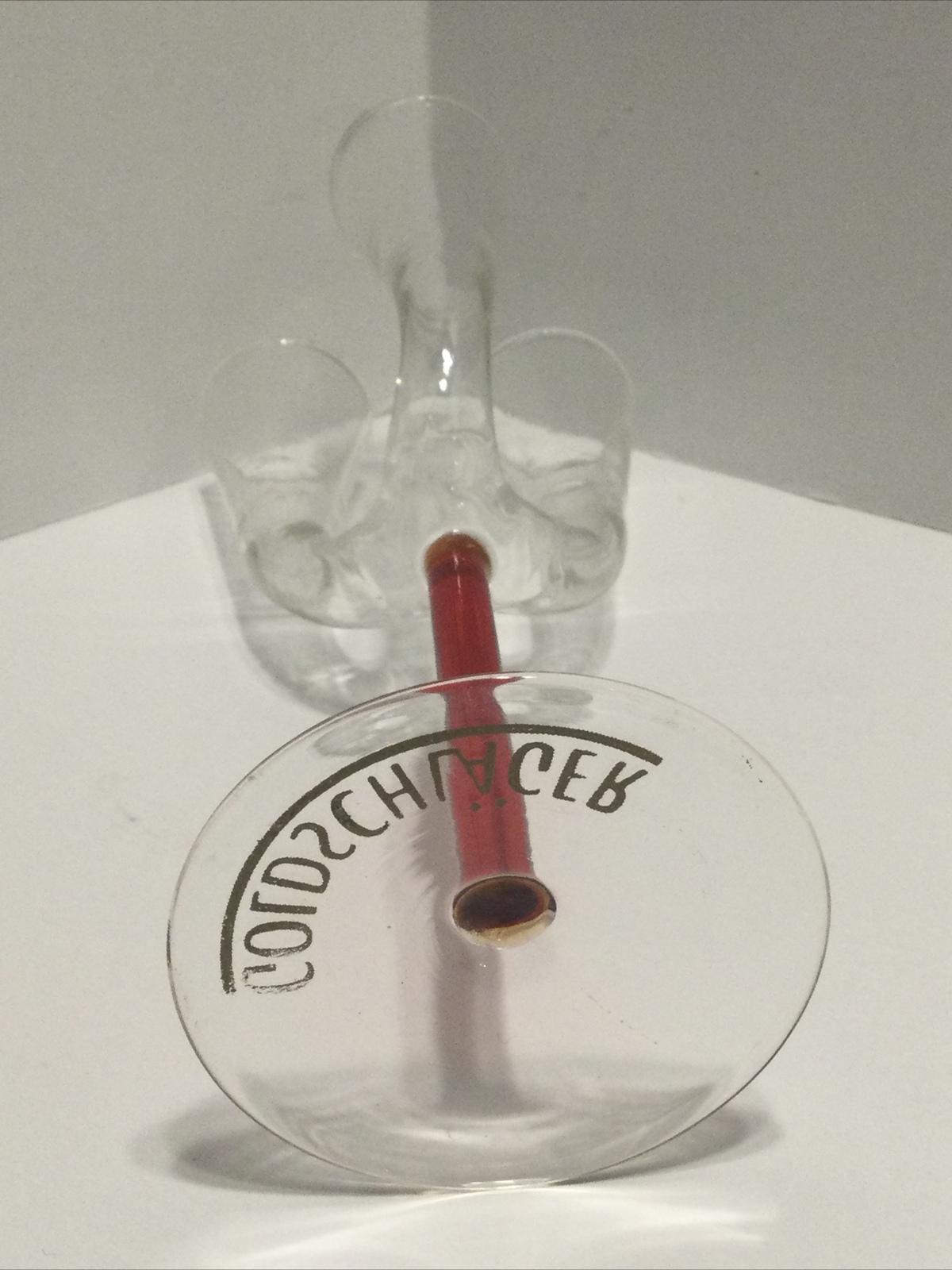 Goldschlager Triple Flute Trio Long Red Stem Shot Cordial Glass Swiss