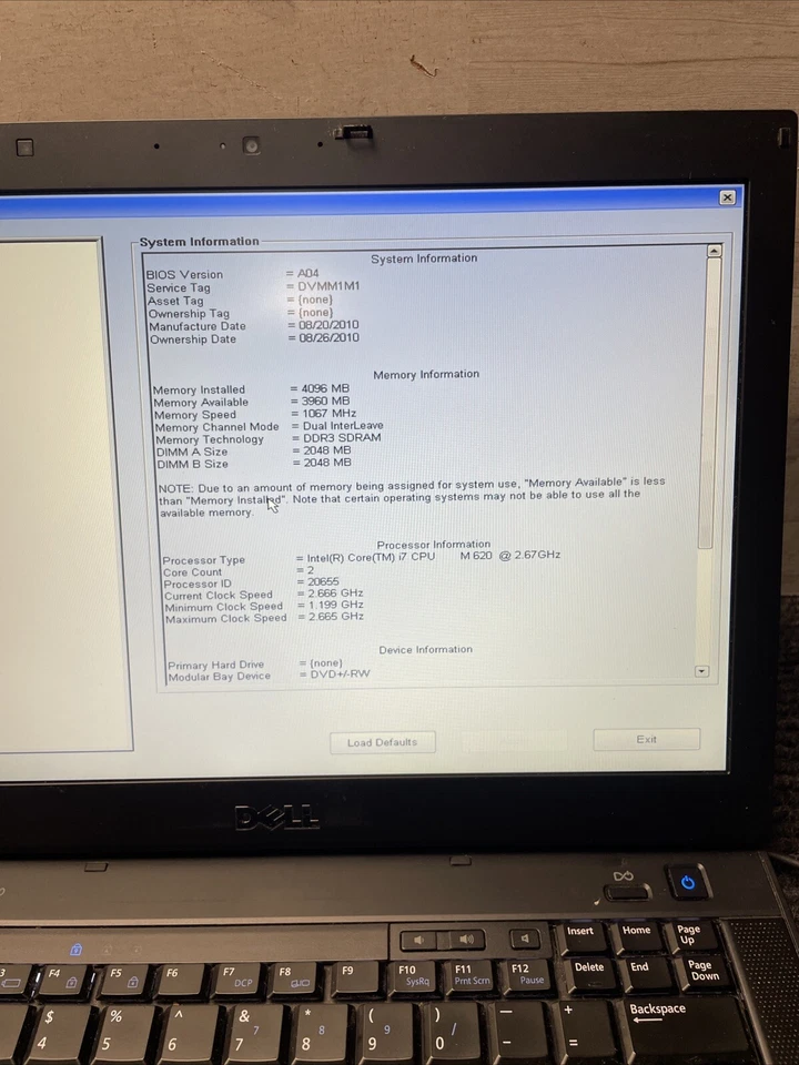 *PARTS* Dell Latitude E6410 14" Laptop RED Intel i7 M620 2.67GHZ 4GB, No HDD/OS - Image 2 of 4