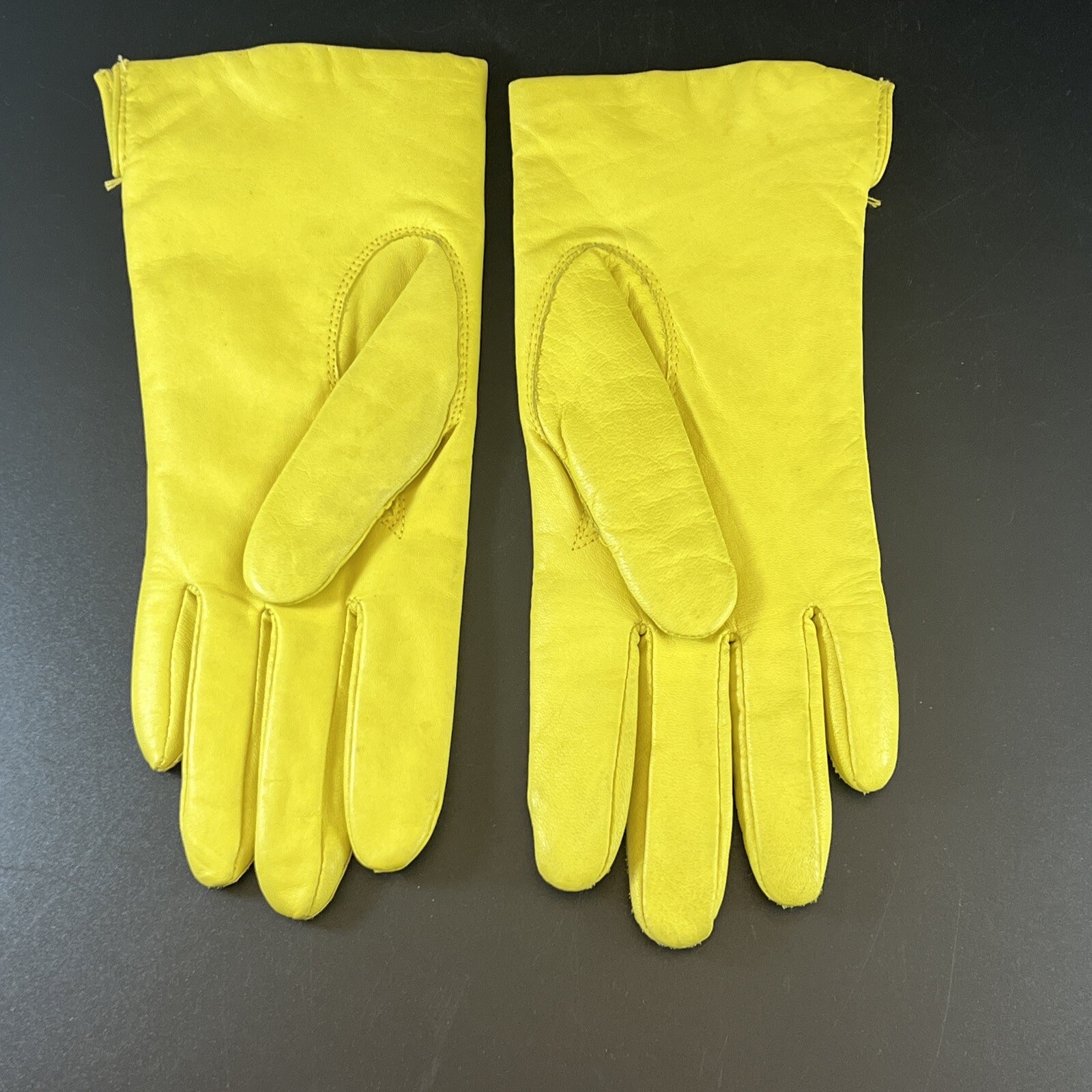 Fownes Yellow Leather Gloves Women's Insulated Size 6.5 eBay