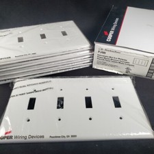 White 4-Toggle Switch Unbreakable Mid-Size 4-Gang WallPlate Cover Box of 10