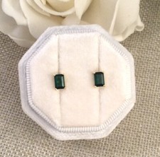 Vintage Jewellery Gold Stud Earrings Antique Deco Dress Jewelry Emeralds