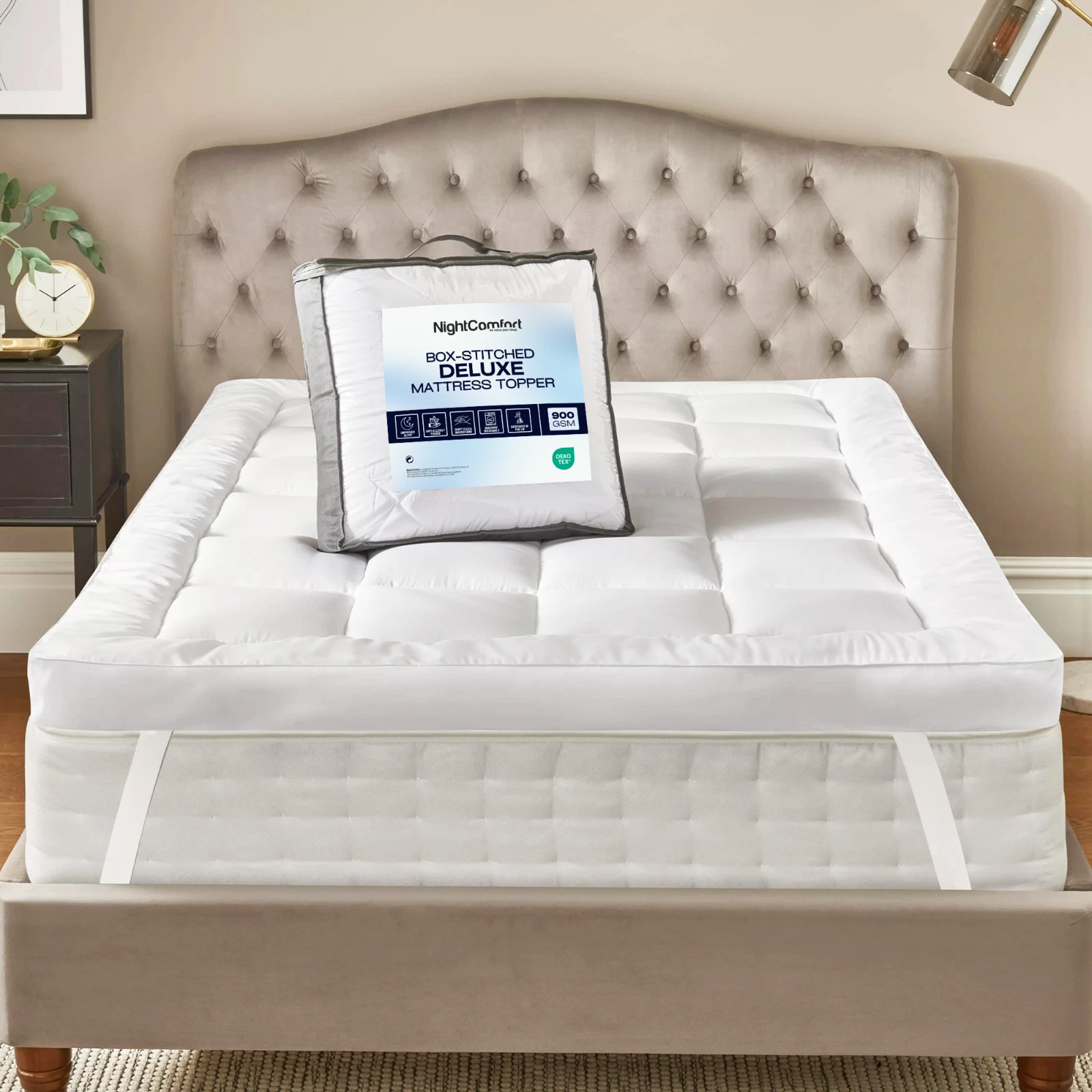 NightComfort Deep Deluxe Support Microfibre Mattress Topper - 600 & 900 GSM