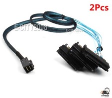2Pcs Mini SAS HD SFF-8643 to 4x SFF-8482 Connectors With SAS SATA Power Cable 1M