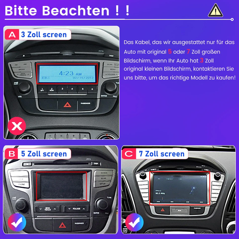 360° KAM 6+128G Für Hyundai ix35 2009-2015 Android Autoradio CarPlay Navi GPS  - Bild 4 von 4