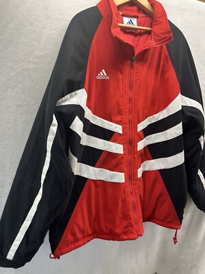 Rare 90s Adidas Predator Soccer Quarter Zip Jacket Size Large Red