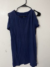 Loft Beach Dress Blue Cold Shoulder Dress Size Small Women