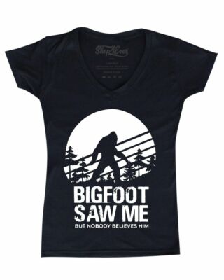 Bigfoot Saw Me But Nobody Believes Him Women's V-Neck T-shirt Funny Camping Tee