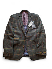 Scott by the Label Dark Green Check Pattern Mens Blazer Size 40 RRP £150 BNWT