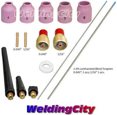 #ad #ad WeldingCity 15 pcs Gas Lens Tungsten Blue Kit .040 1 16 TIG Weld Torch 9 20 T49B $15.99